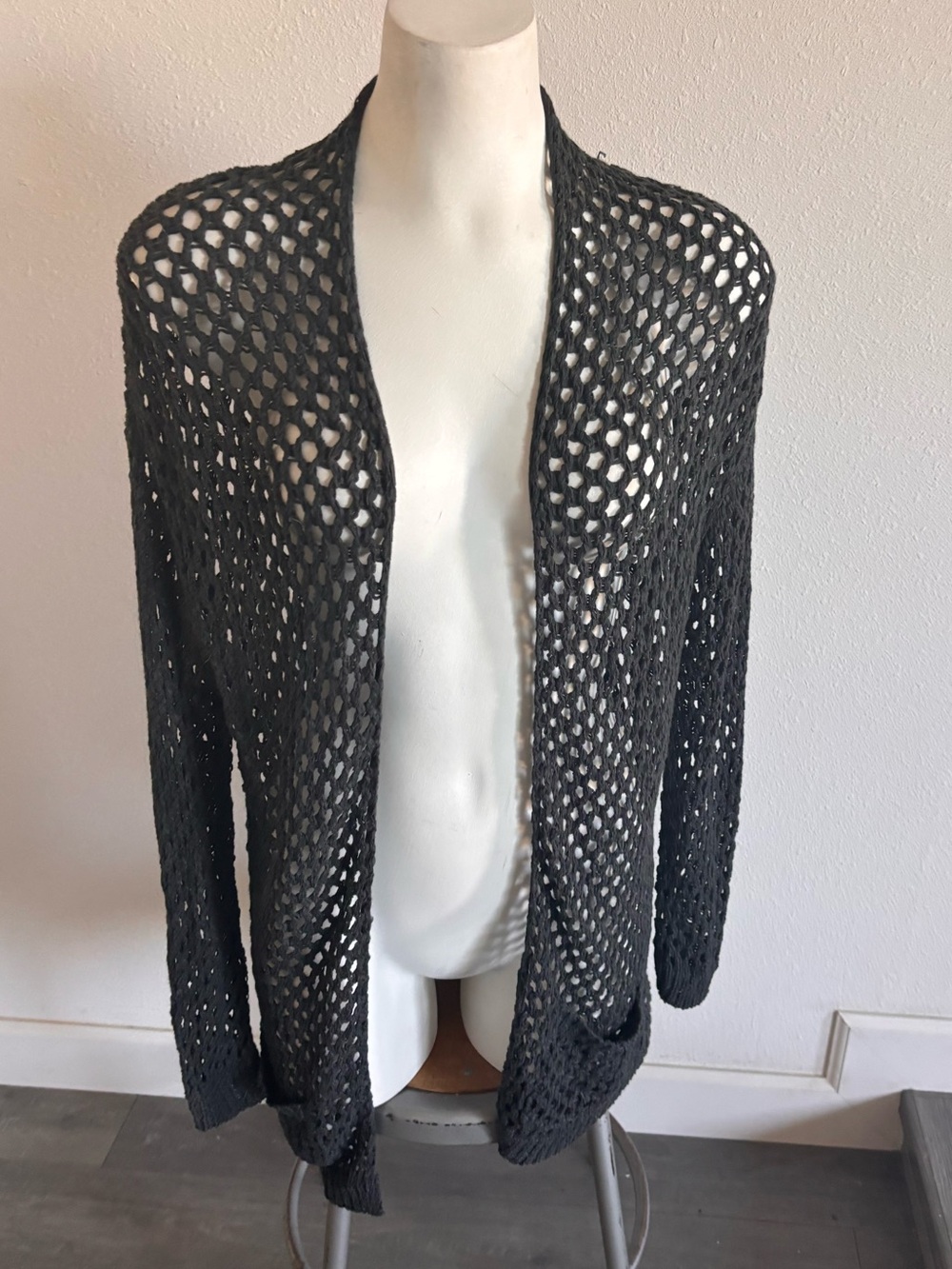 Open Knit Long Sleeve Cardigan